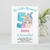 Invitation d'anniversaire 5 ans Sirène (Debout devant)