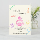 Invitation d'anniversaire 5 ans Sparkle & Fun (Debout devant)
