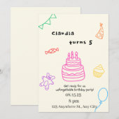 Invitation d'anniversaire 5 ans Sparkle & Fun (Devant / Derrière)