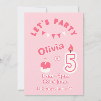 Invitation d'anniversaire 5 ans Sparkle & Fun