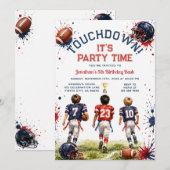 Invitation d'anniversaire 5 ans Touchdown Garçon F (Devant / Derrière)