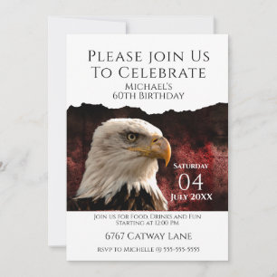 Invitation d'anniversaire 60 ans aigle chauve patr
