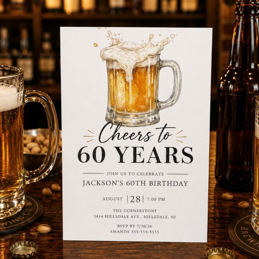 Invitation d'anniversaire 60 ans Cheers