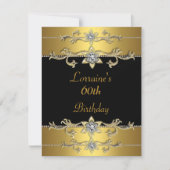 Invitation d'anniversaire 60 ans élégant noir or (Devant)