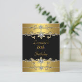 Invitation d'anniversaire 60 ans élégant noir or (Debout devant)