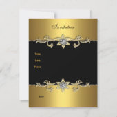 Invitation d'anniversaire 60 ans élégant noir or (Dos)