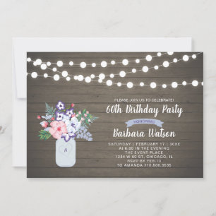 Invitation d'anniversaire 60 ans en bois rustique 