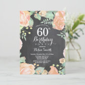 Invitation d'anniversaire 60 ans Fleur de Pêche Bo (Debout devant)