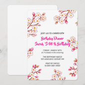 Invitation d'anniversaire 60 ans florale, Rose flo (Devant / Derrière)