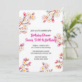 Invitation d'anniversaire 60 ans florale, Rose flo (Debout devant)