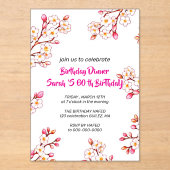 Invitation d'anniversaire 60 ans florale, Rose flo (Recto)
