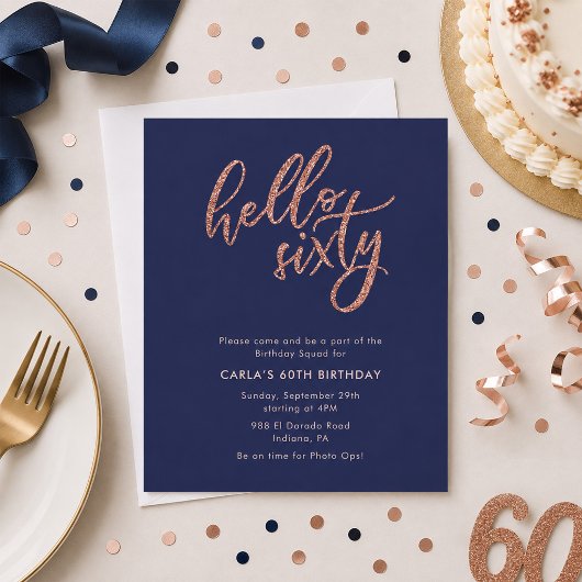 Invitation d'anniversaire 60 ans Hello Sixty