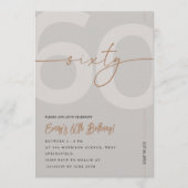 Invitation d'anniversaire 60 ans Moderne Beige & O (Devant)