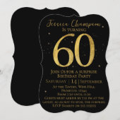 Invitation d'anniversaire 60 ans Noir & Or (Devant / Derrière)