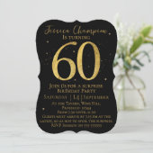 Invitation d'anniversaire 60 ans Noir & Or (Debout devant)