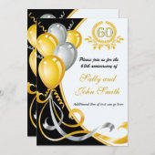 Invitation d'anniversaire 60 ans or et argent (Devant / Derrière)