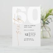 Invitation d'anniversaire 60 ans Or Neutre (Debout devant)