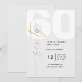 Invitation d'anniversaire 60 ans Or Neutre (Devant / Derrière)