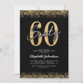 Invitation d'anniversaire 60 ans Or Noir Moderne (Devant)