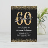 Invitation d'anniversaire 60 ans Or Noir Moderne (Debout devant)