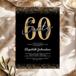Invitation d'anniversaire 60 ans Or Noir Moderne