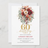 Invitation d'anniversaire 60 ans Or Rouge Profond (Devant)