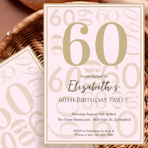 Invitation d'anniversaire 60 ans pour elle en rose