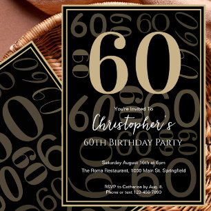 Invitation d'anniversaire 60 ans pour lui en noir