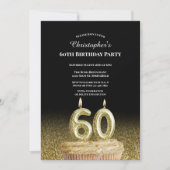Invitation d'anniversaire 60 ans pour lui noir et (Devant)