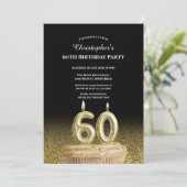 Invitation d'anniversaire 60 ans pour lui noir et (Debout devant)