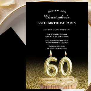 Invitation d'anniversaire 60 ans pour lui noir et 