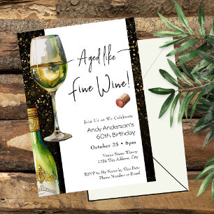 Invitation d'anniversaire 60 ans pour vin fin viei