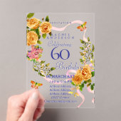 Invitation d'anniversaire 60 ans Ruban Rose Or (In situ (ordinateur de poche))
