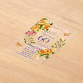 Invitation d'anniversaire 60 ans Ruban Rose Or (Poser)