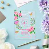 Invitation d'anniversaire 60 ans Ruban Rose Rose (Insitu (Mariage))