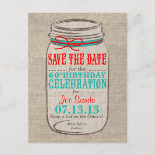 Invitation d'anniversaire 60 ans Rustique Burlap &