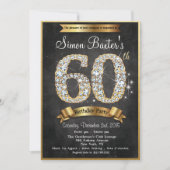 Invitation d'anniversaire 60 ans tableau noir diam (Devant)