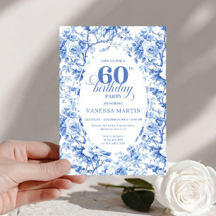 Invitation d'anniversaire 60 ans Toile de roses bl