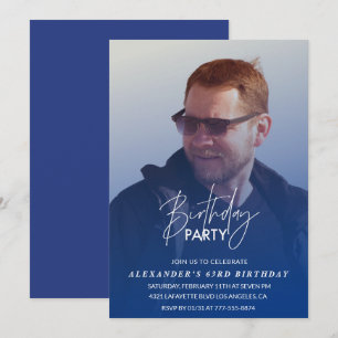 Invitation d'anniversaire 63 ans Bleu Photo de fêt