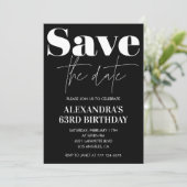 Invitation d'anniversaire 63 ans Noir Blanc Enregi (Debout devant)