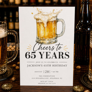 Invitation d'anniversaire 65 ans Cheers