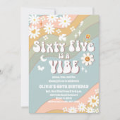 Invitation d'anniversaire 65 ans rétro groovy (Devant)