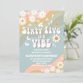Invitation d'anniversaire 65 ans rétro groovy (Debout devant)