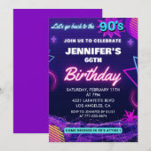 Invitation d'anniversaire 66 ans thème rétro 90s (Devant / Derrière)