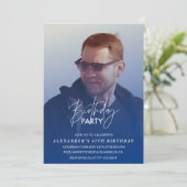 Invitation d'anniversaire 67 ans Bleu Fête d'anniv (Debout devant)