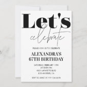 Invitation d'anniversaire 67 ans noir et blanc Mod (Devant)