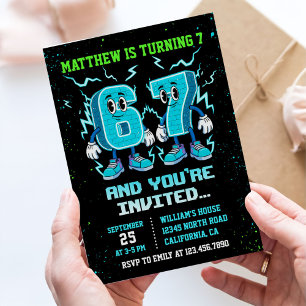 Invitation d'anniversaire 67 Neon Teenager Grafitt