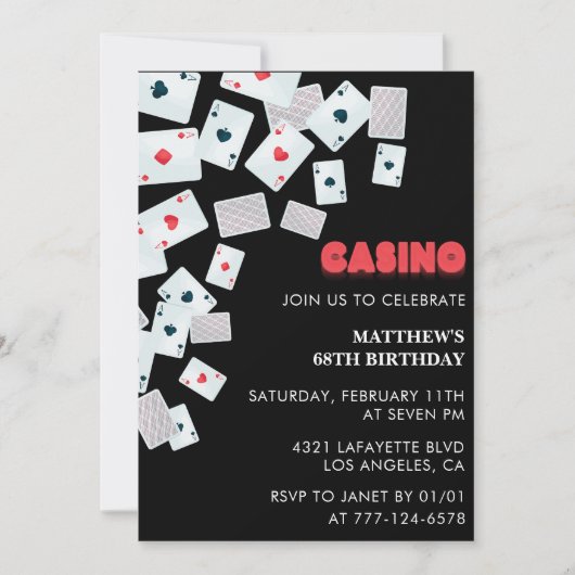 Invitation d'anniversaire 68 ans de jeu de carte d (Devant)