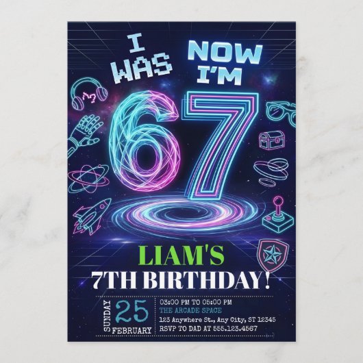 Invitation d'anniversaire 6 7 Meme tendance Six Se (Devant)