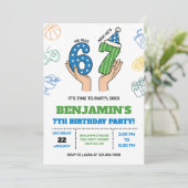 Invitation d'anniversaire 6-7 pour garçons, Six Se (Debout devant)